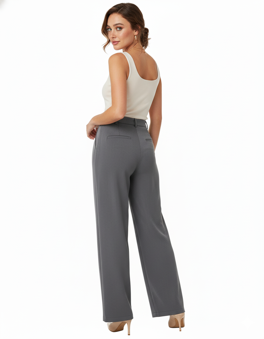 Tailored straight-leg trousers in premium polyester with a clean structure - Grey