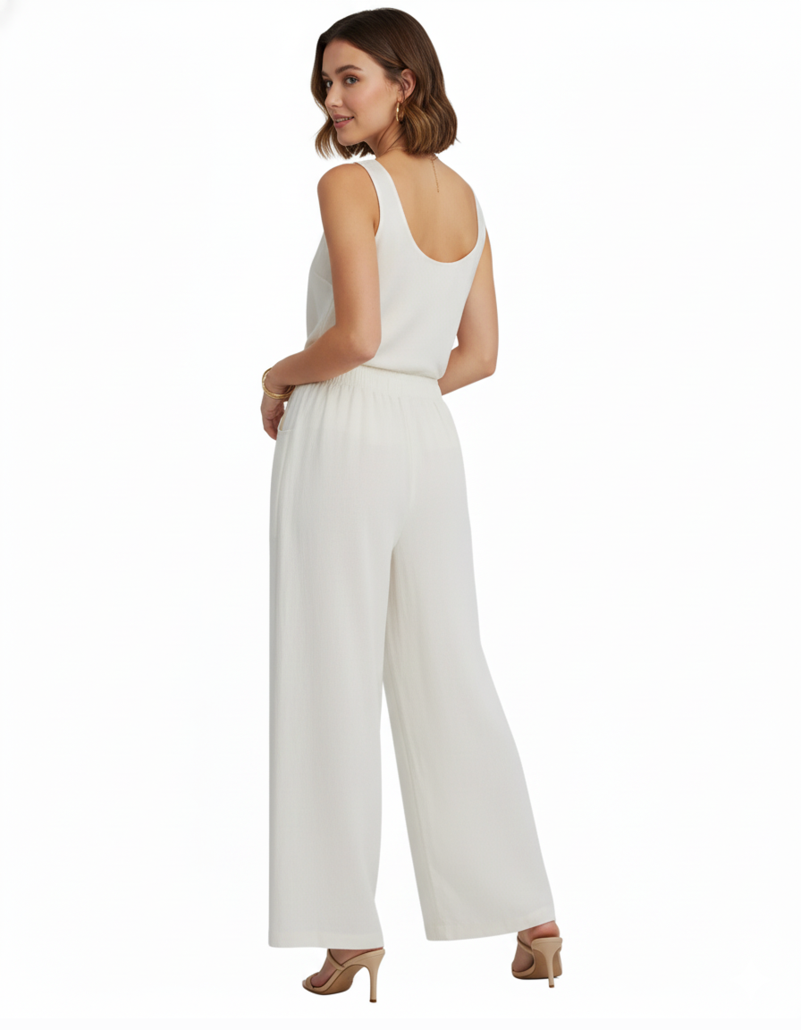 Pleated wide-leg trousers in nylon with an airy, fluid drape