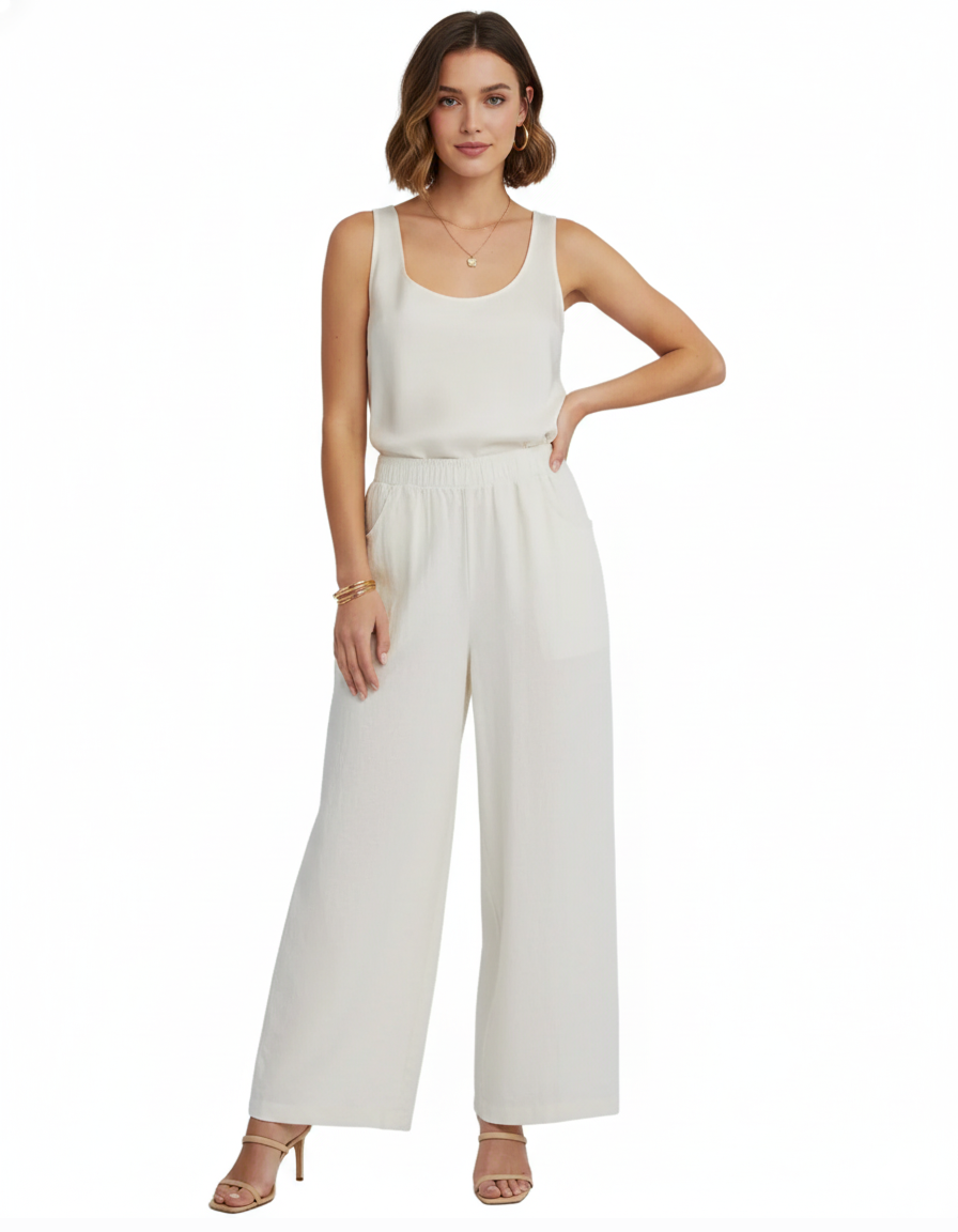 Pleated wide-leg trousers in nylon with an airy, fluid drape